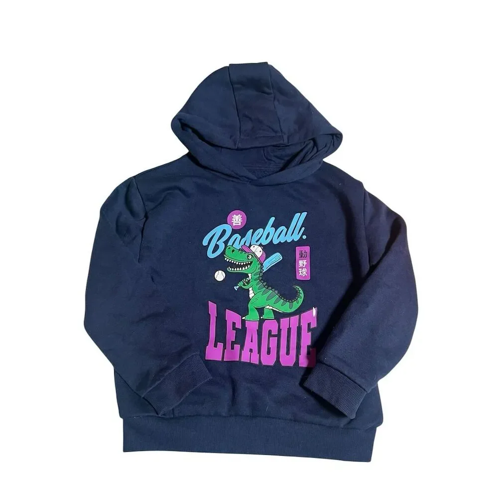 Primark Boys Dinosaur Baseball League Hoodie Blue Size 5-6 Casual